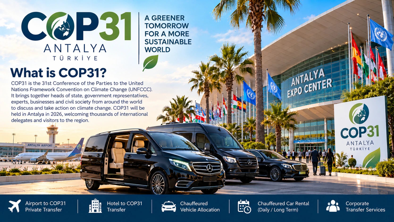 COP31 Antalya 2026: EXPO Ulaşım Rehberi, VIP Transfer ve Şoförlü Araç Kiralama